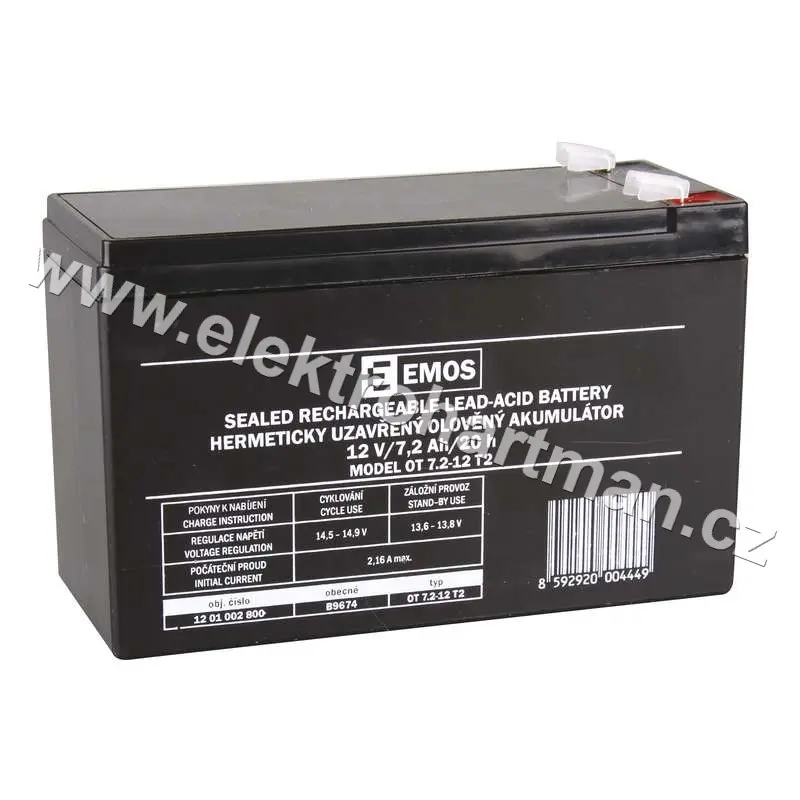 akumulátor 12V/7,2Ah,faston 6,3 mm GT12-7,2 *B9674