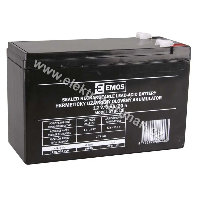 akumulátor 12V/9Ah,faston 6,3 mm OT 9-12 *B9675