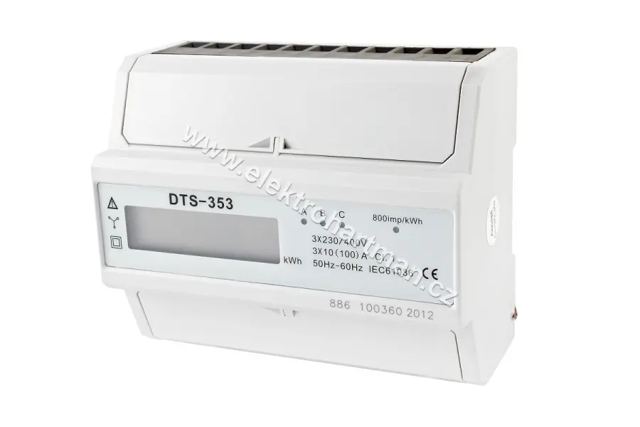 elektroměr modulový DTS 353-L 100A, 7mod. LCD 3fáz. 1tarif, podružný