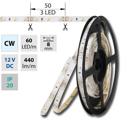 pásek LED ML-121.206.60.2  60LED, 4,8W/m, stud.bílá, IP20 bal50m***