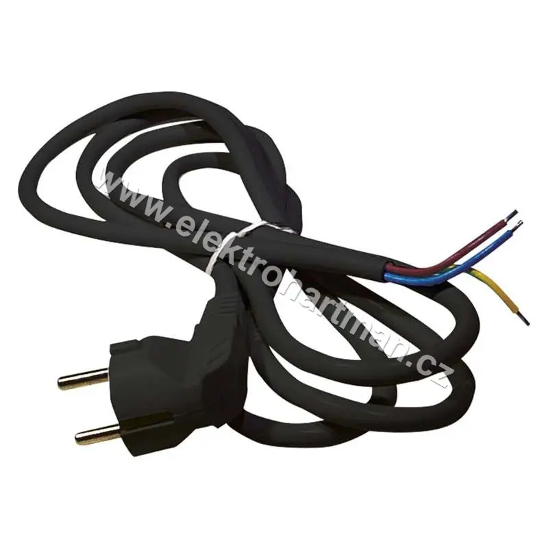 kabel flex 3x1,5/5m H05VV-F černá úhlová vidlice S18325