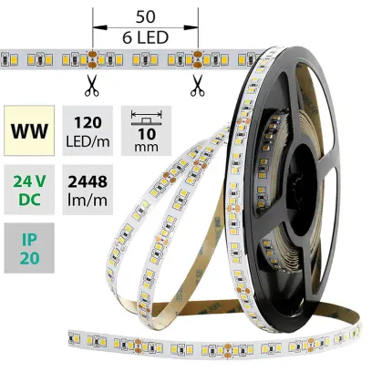 pásek LED ML-126.703.60.2, IP20, 120LED/m, 28,8W, 2448lm/m, DC 24V, 10mm, teplá bílá