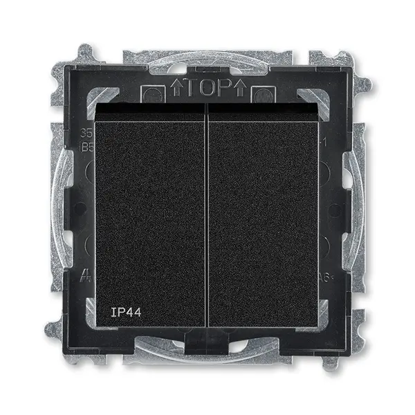 přepínač sériový, řazení 5, IP44; onyx/kouřová černá, design LEVIT M