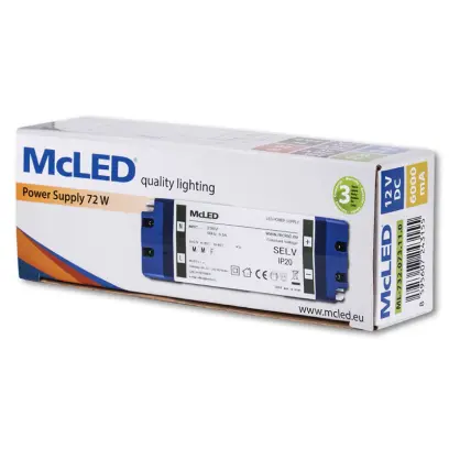 zdroj napájecí pro LED pásky 12V DC 72W (6A) IP20 ML-732.073.11.0 plast. se svorkovnicí