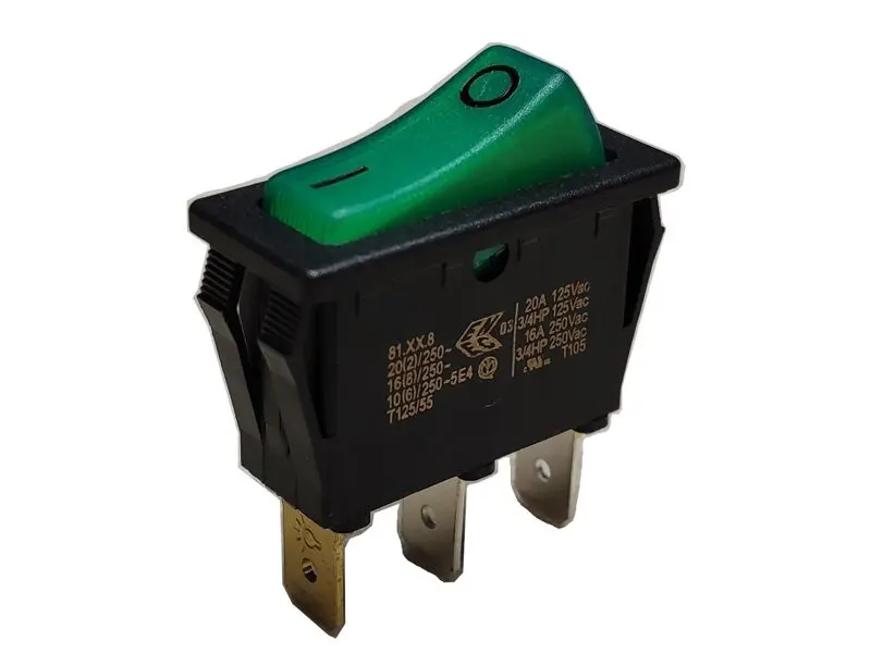 spínač kolébkový I4615 ON-OFF 16A/250V zelený