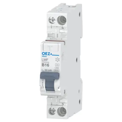 chránič In 16 A, Ue AC 230 V, charakteristika B, Idn 30 mA, 1+N-pól, šířka 1 modul, Icn 6 kA, typ A LMF-16B-1N-030A /OEZ:46665/