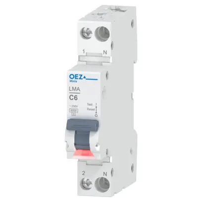 ochrana oblouková In 6 A, Un 230 V, charakteristika C, 1+N-pól, Icn 6 kA, šířka 1 modul LMA-6C-1N /OEZ:46688/