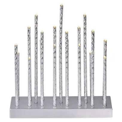 LED svícen stříbrný, 28,5 cm, 3x AA, vnitřní, teplá bílá, časovač EMOS DCAW02