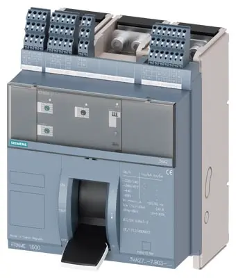 jistič 3VA27, pevné provedení, In 1600 A, Icu 55 kA / 415 V, nadproudová spoušť ETU320 (LI), Ir 640 ÷ 1600 A, Ii (1,5 ÷ 15)x In, 3pól, přední přívod, 4x AUX, S2