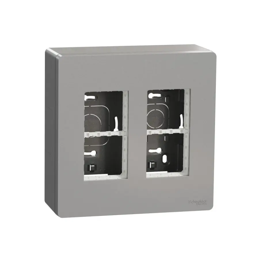 jednotka centrální 2x4 moduly vertikální povrchová, Aluminium Unica System+ NU122430