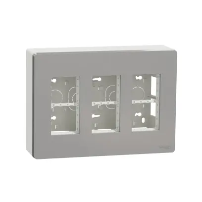 jednotka centrální 3x4 moduly vertikální povrchová, Aluminium Unica System+ NU123430
