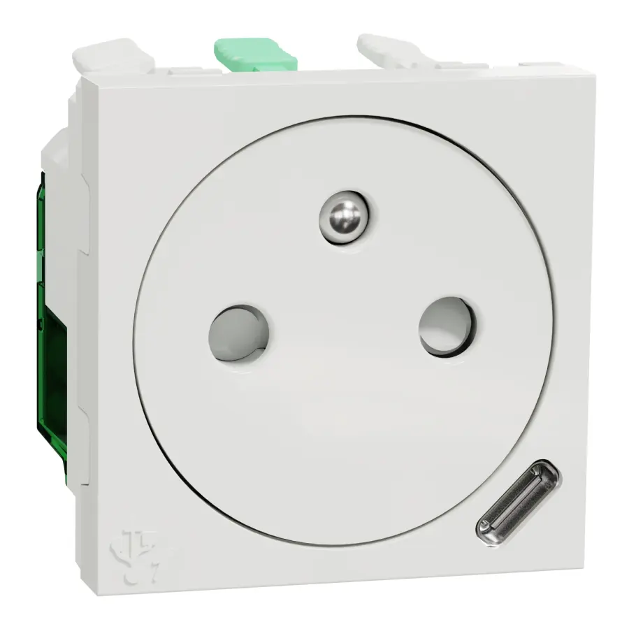 zásuvka skrytá 250V/16A + USB C 10.5W, 2.1A, 2M, Bílá Unica NU301518E