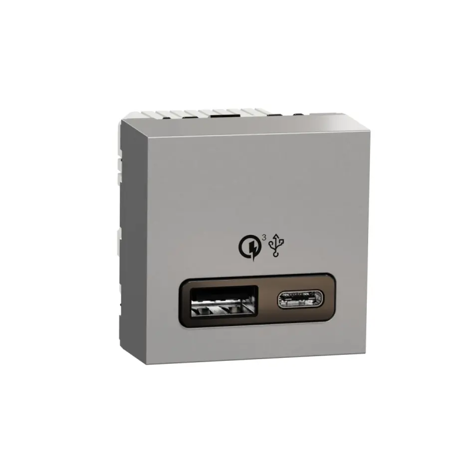 dvojitý nabíjecí USB konektor A+C 18W, 2.4A, 2M, Aluminium Unica NU301930