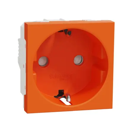 zásuvka SCHUKO 2P+E 250V/16A, clonky, šroubová, Oranžová Unica NU303761