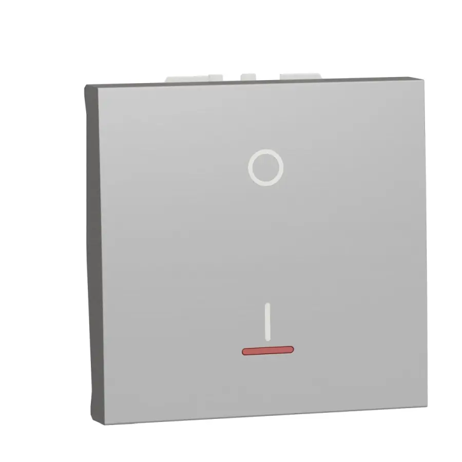 spínač dvojpólový se signalizační kontrolkou řazení 2Ss, 16A, Aluminium Unica NU326230S