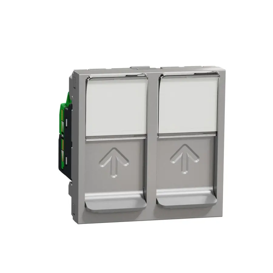 zásuvka datová 2xRJ45 Kat.5e UTP, 2M, Aluminium Unica NU342030