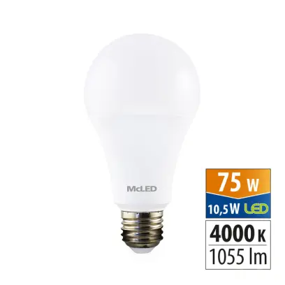 žárovka LED E27, 10,5W, 4000K, CRI 80, 1055lm, 360° /ML-321.099.87.0/ náhrada 75W