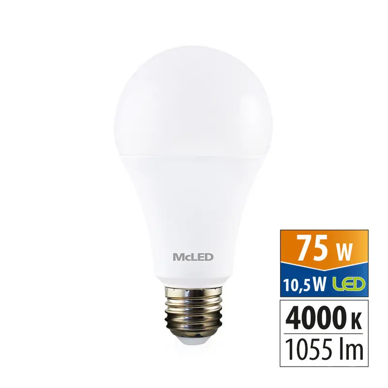 žárovka LED E27, 10,5W, 4000K, CRI 80, 1055lm, 360° /ML-321.099.87.0/ náhrada 75W