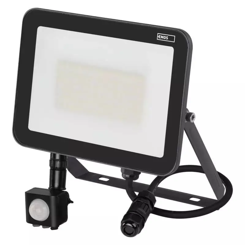reflektor LED EMOS  INOVO 50W 5500lm, 4000K NW, IP65, antracit PIR senzor ZS2742