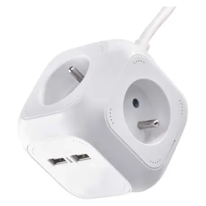 prodlužka kostka 4-zásuvka/1,9m + 2x USB Emos P04119U