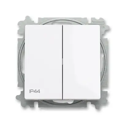 přepínač dvojitý střídavý, s krytem, řazení 6+6, IP44; Zoni, bílá 3559T-A52940 500