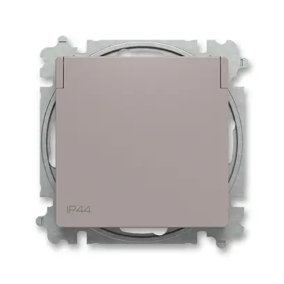 zásuvka jednonásobná, s clonkami, s víčkem, IP44; Zoni, greige 6619T-A06995 244
