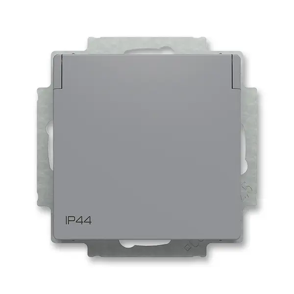 zásuvka jednonásobná s bočními kontakty, s clonkami, s víčkem, IP44; Zoni, šedá 6620T-A07995 241