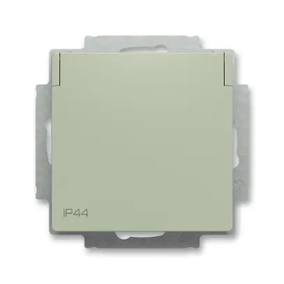 zásuvka jednonásobná s bočními kontakty, s clonkami, s víčkem, IP44; Zoni, olivová 6620T-A07995 243