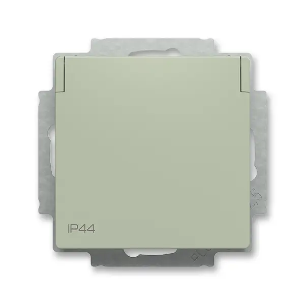 zásuvka jednonásobná s bočními kontakty, s clonkami, s víčkem, IP44; Zoni, olivová 6620T-A07995 243