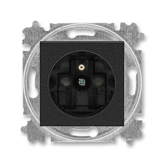 zásuvka jednonásobná, s clonkami Levit onyx / kouřová černá 6619H-A06357 63