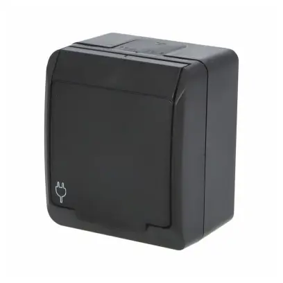 zásuvka jednonásobná GALATEA IP44 5321-09 černá