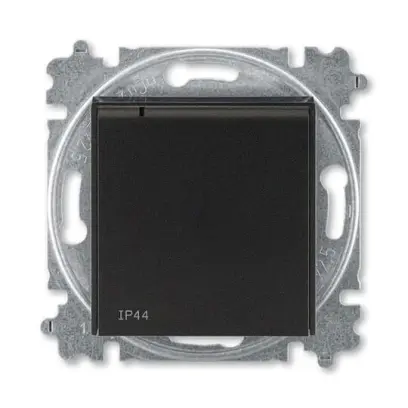 zásuvka LEVIT jednonásobná s ochr.kolíkem, s clonkami, s víčkem (IP44) (typ 6619); onyx/kouřová černá 6619H-A06997 63