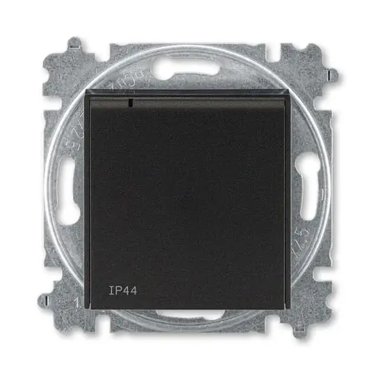 zásuvka LEVIT jednonásobná s ochr.kolíkem, s clonkami, s víčkem (IP44) (typ 6619); onyx/kouřová černá 6619H-A06997 63