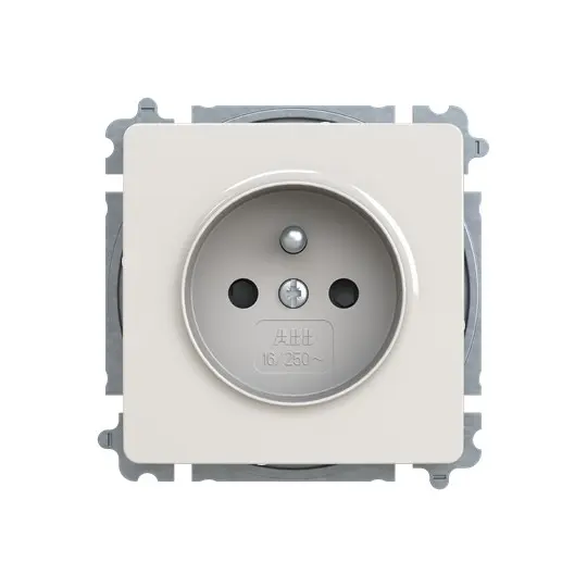 zásuvka jednonásobná s ochranným kolíkem, s clonkami (typ 6619); světle šedá 6619G-A06357 S1, design SWING