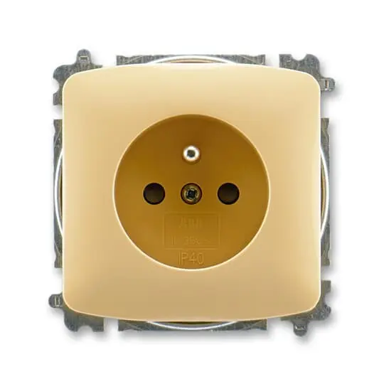 zásuvka jednonásobná s ochranným kolíkem, s clonkami (typ 6619); béžová 6619A-A06357 D, design TANGO
