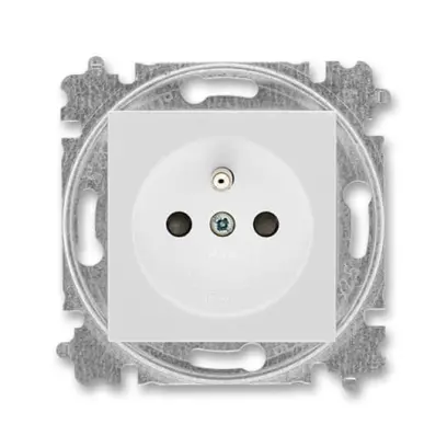 zásuvka jednonásobná s ochranným kolíkem, s clonkami (typ 6619); šedá / bílá 6619H-A06357 16, design LEVIT