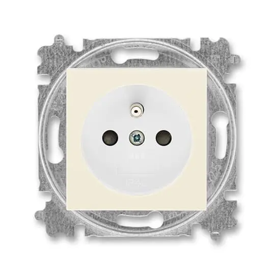 zásuvka jednonásobná s ochranným kolíkem, s clonkami (typ 6619); slonová kost / bílá 6619H-A06357 17, design LEVIT
