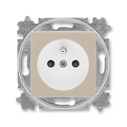 zásuvka jednonásobná s ochranným kolíkem, s clonkami (typ 6619); macchiato / bílá 6619H-A06357 18, design LEVIT