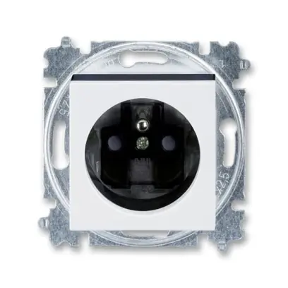 zásuvka jednonásobná s ochranným kolíkem, s clonkami (typ 6619); bílá / kouřová černá 6619H-A06357 62, design LEVIT