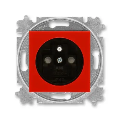zásuvka jednonásobná s ochranným kolíkem, s clonkami (typ 6619); červená / kouřová černá 6619H-A06357 65, design LEVIT