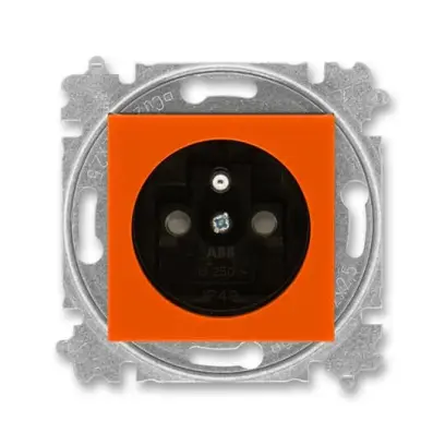 zásuvka jednonásobná s ochranným kolíkem, s clonkami (typ 6619); oranžová / kouřová černá 6619H-A06357 66, design LEVIT