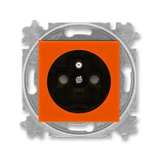 zásuvka jednonásobná s ochranným kolíkem, s clonkami (typ 6619); oranžová / kouřová černá 6619H-A06357 66, design LEVIT