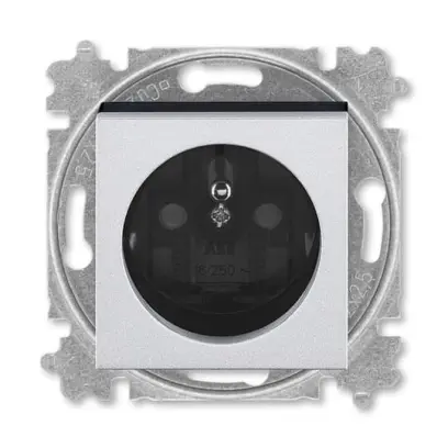 zásuvka jednonásobná s ochranným kolíkem, s clonkami (typ 6619); titanová / kouřová černá 6619H-A06357 70, design LEVIT M