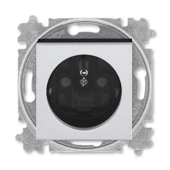 zásuvka jednonásobná s ochranným kolíkem, s clonkami (typ 6619); titanová / kouřová černá 6619H-A06357 70, design LEVIT M