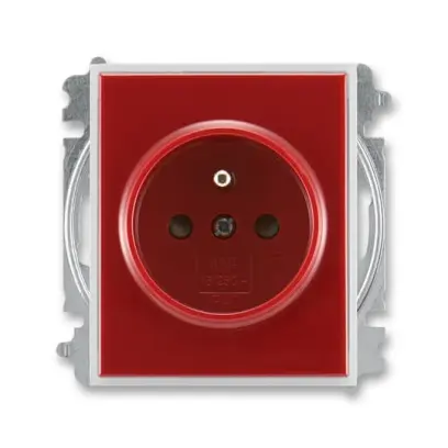 zásuvka jednonásobná s ochranným kolíkem, s clonkami (typ 6619); karmínová / ledová bílá 6619E-A06357 10, design ELEMENT