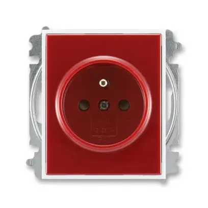 zásuvka jednonásobná s ochranným kolíkem, s clonkami (typ 6619); karmínová / bílá 6619E-A06357 13, design ELEMENT
