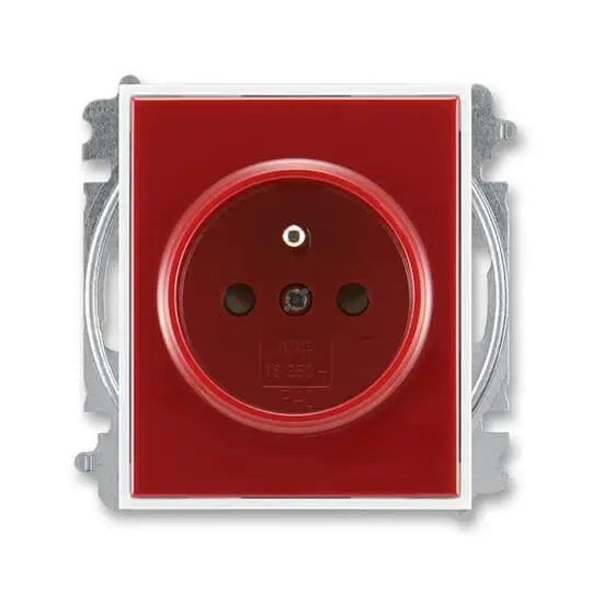 zásuvka jednonásobná s ochranným kolíkem, s clonkami (typ 6619); karmínová / bílá 6619E-A06357 13, design ELEMENT