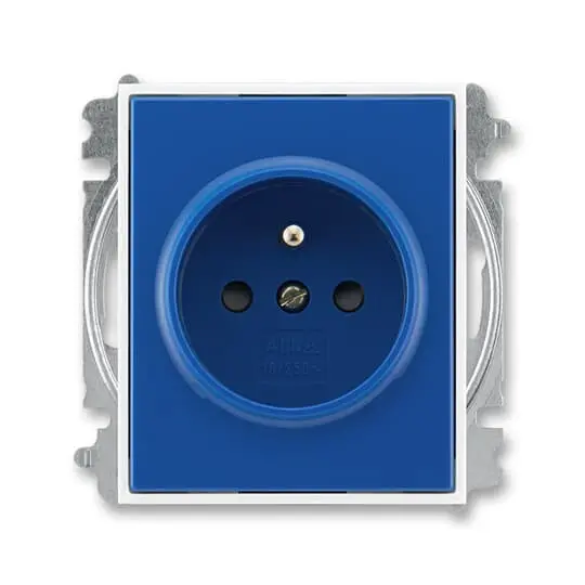 zásuvka jednonásobná s ochranným kolíkem, s clonkami (typ 6619); modrá / bílá 6619E-A06357 14, design ELEMENT