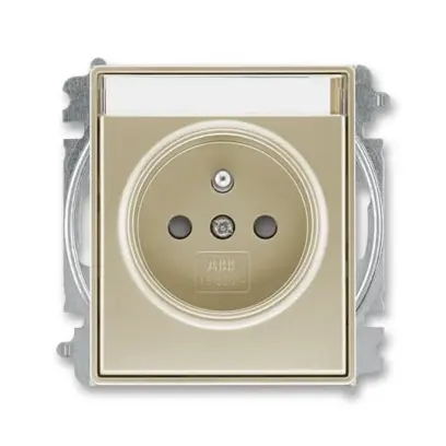 zásuvka jednonásobná s ochranným kolíkem, s clonkami, s popisovým polem (typ 6619); šampaňská 6619E-A06352 33, design TIME