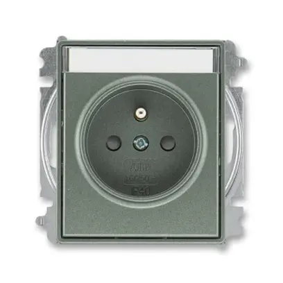 zásuvka jednonásobná s ochranným kolíkem, s clonkami, s popisovým polem (typ 6619); antracitová 6619E-A06352 34, design TIME